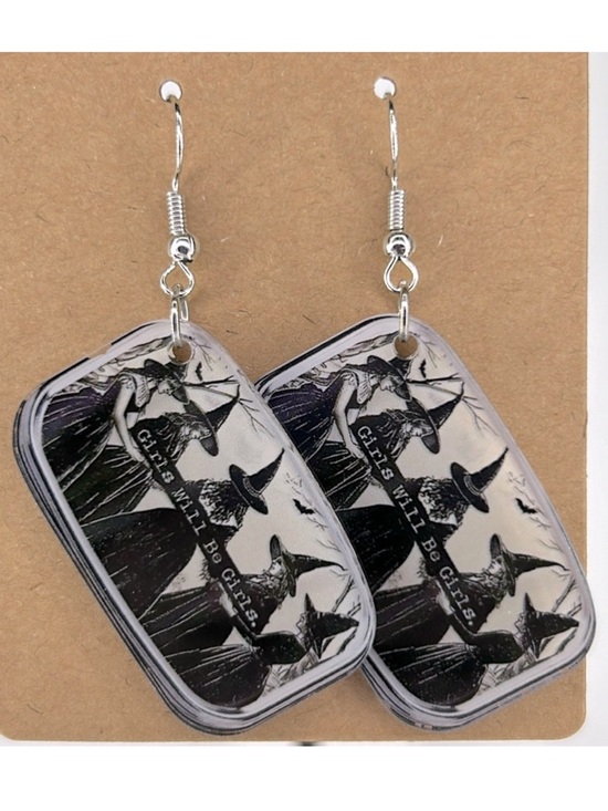 Fashion Jewelry Jewelry - 2D Chic Witch “Girls Will Be Girls” Acrylic Earrings Fashion Jewelry